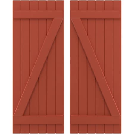 Ekena Millwork Americraft 6-Board (2 Batten) Wood Joined Board-n-Batten Shutters w/ Z-Bar, ARW102BB621X70CLH, PR ARW102BB621X70CLH